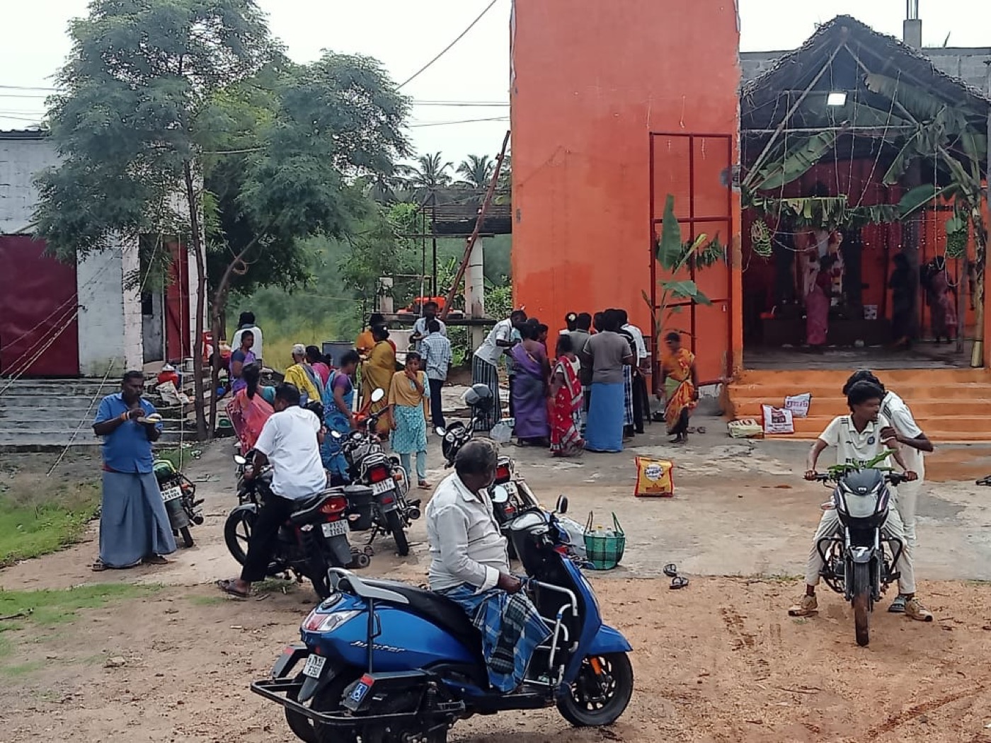 Devotees gathered at the current temple